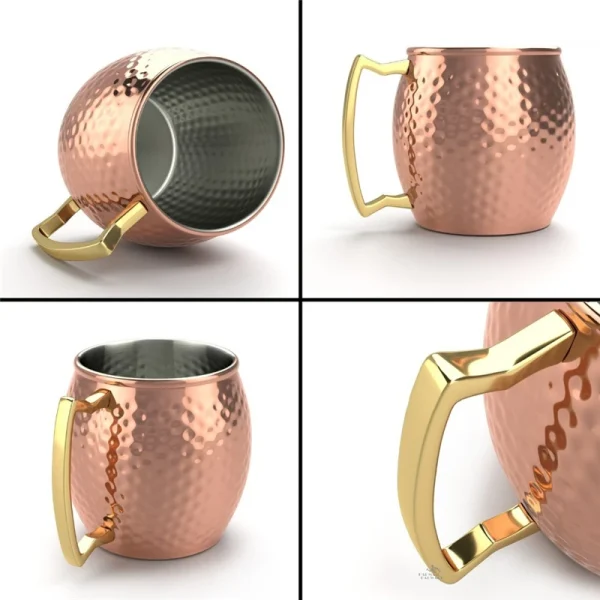 1pcs 550ml 18 Ounces Moscow Mule Mug Stainless Steel Hammered Copper Plated Beer Cup Coffee Cup Bar Drinkware 5