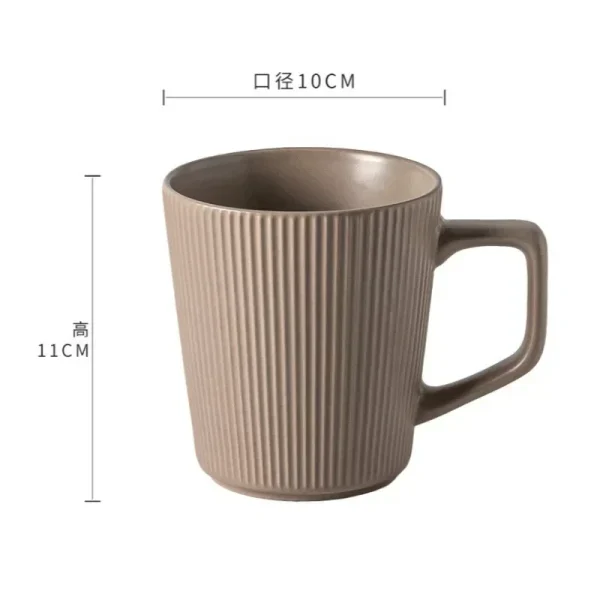 500ml Nordic Ceramic Mug Matte Relief Milk Coffee Cup with Handle Home Office Practical Water Cup Solid Color Striped Shape liji 6