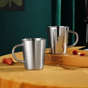 300ml Stainless Steel Water Cup Double-Layer Thermal Coffee Beer Mug with Handle Anti-fall Heat Insulation Coffee Cup Drinkware 1