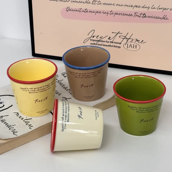 Paper  Shaped Coffee  Retro Mug Hand-held Colorful Letter Ceramic Cup Breakfast Milk Cup 2