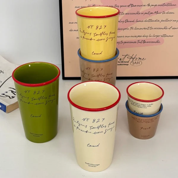 Paper  Shaped Coffee  Retro Mug Hand-held Colorful Letter Ceramic Cup Breakfast Milk Cup 3