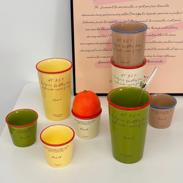 Paper  Shaped Coffee  Retro Mug Hand-held Colorful Letter Ceramic Cup Breakfast Milk Cup 4