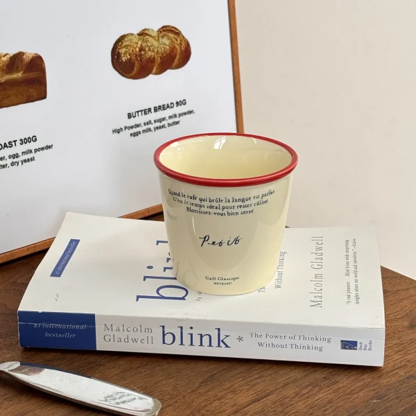 Paper  Shaped Coffee  Retro Mug Hand-held Colorful Letter Ceramic Cup Breakfast Milk Cup 5