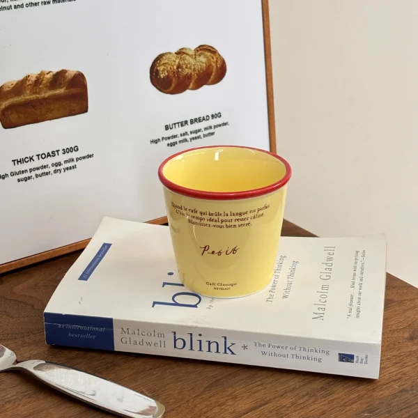 Paper  Shaped Coffee  Retro Mug Hand-held Colorful Letter Ceramic Cup Breakfast Milk Cup 6