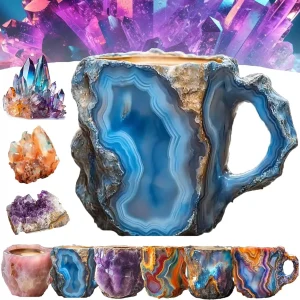 Mineral Crystal Coffee Mug, 2024 New Multi Colour Natural Mineral Crystal Coffee Mug, Colourful Elegant Birthday Gift for Home 1