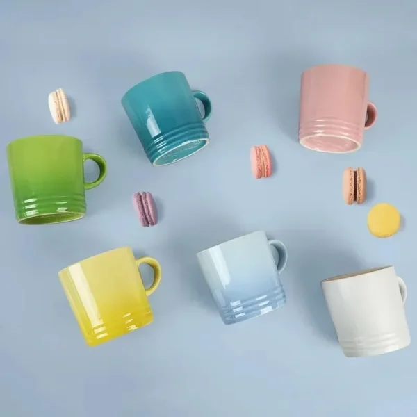 Popular Nordic Style Color Gradient Mugs Creative Macaron Mug Gradient Color Cool Color Rainbow Cup Ceramic Cups with Hand Gift 3