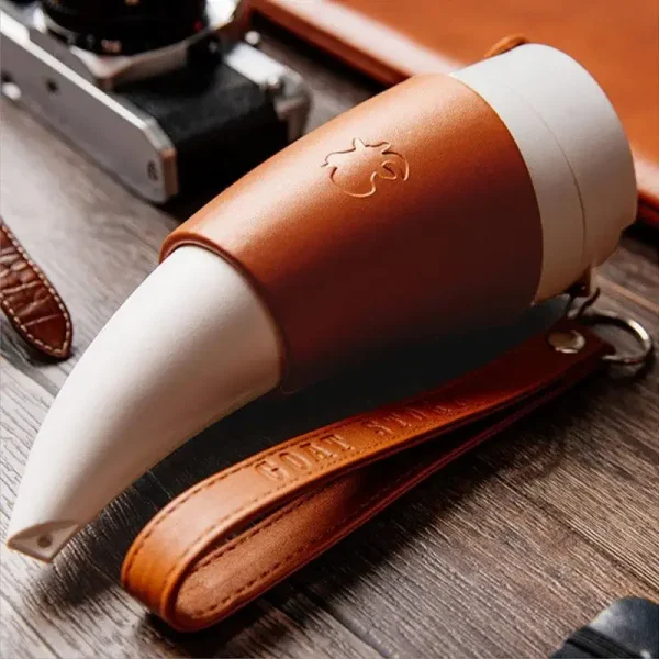 1Pc Stainless Steel Goat Horns Thermos Mug Coffee Cup Insulation Vacuum Flask Couple Traveling Hot Water Tea Cup 3