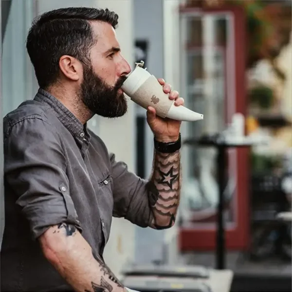 1Pc Stainless Steel Goat Horns Thermos Mug Coffee Cup Insulation Vacuum Flask Couple Traveling Hot Water Tea Cup 4