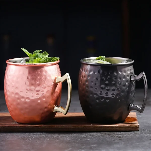 1PCS Cocktail Cup 550ml Hammered Copper Plated Moscow Mule Mug - Beer/Coffee Cup for Enhanced Flavor Experience Tazas Drinkware 6