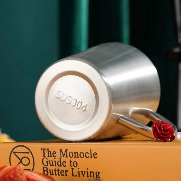 300ml Double-Layer Water Cup 304 Stainless Steel Thermal Coffee Beer Mug With Handle Gold Sliver Heat insulation Coffee Cup 5