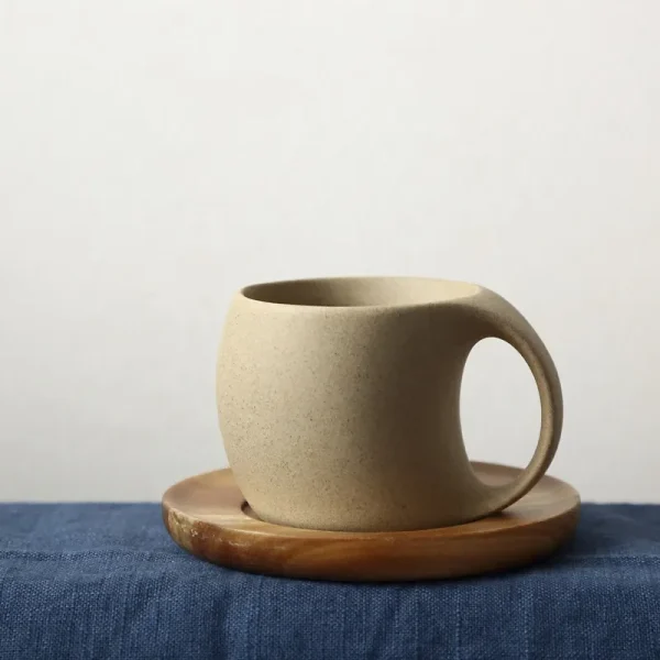 220ml Vintage Ceramic Cup Plate Set, Latte American Coffee Cups Tableware, Breakfast Milk Oat Beverage Mug, Tea Cup Decoration 5
