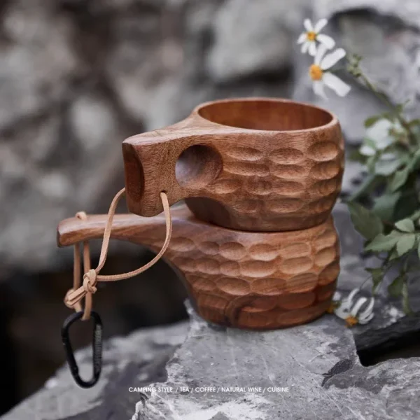 Wooden Finland Mug Creative Outdoor Camping Travel Wooden Cup Nordic Style Handmade Milk Coffee Bar Beer Mugs 3