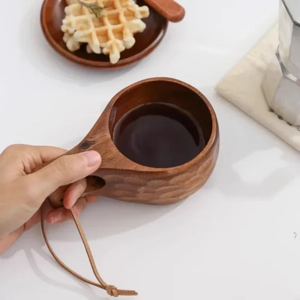 Wooden Finland Mug Creative Outdoor Camping Travel Wooden Cup Nordic Style Handmade Milk Coffee Bar Beer Mugs 5