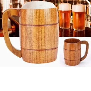 Wooden Beer Cup Retro Big Capacity Tea Water Classic Wood Drinking Mug 1
