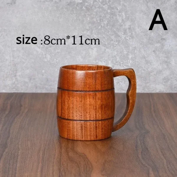 Wooden Beer Cup Retro Big Capacity Tea Water Classic Wood Drinking Mug 2