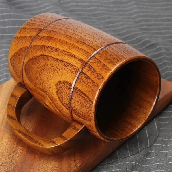 Wooden Beer Cup Retro Big Capacity Tea Water Classic Wood Drinking Mug 4