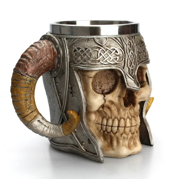 Stainless Steel Skull Mug Viking Drinking Cup Skeleton Resin Beer Stein Tankard Coffee Mug Tea Cup Bar Drinkware Christmas Gift 3