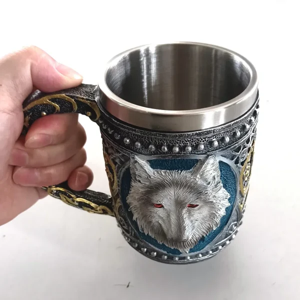 Stainless Steel Skull Mug Viking Drinking Cup Skeleton Resin Beer Stein Tankard Coffee Mug Tea Cup Bar Drinkware Christmas Gift 4
