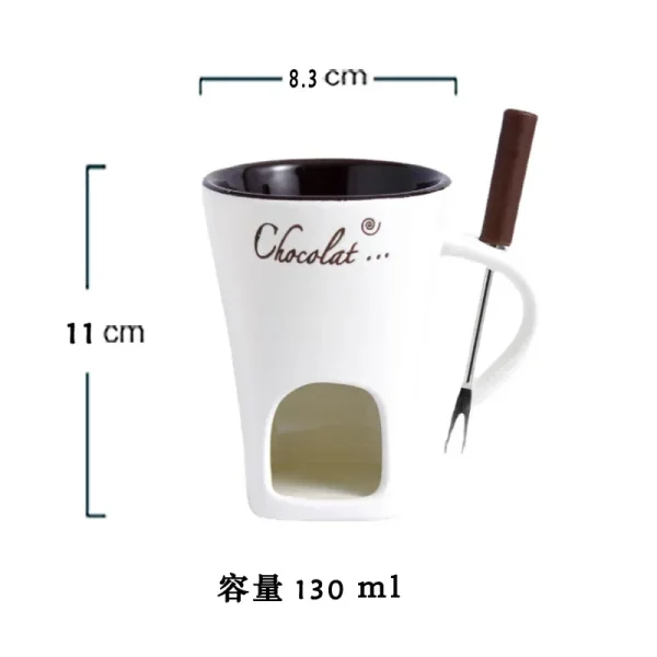 130ML European Candle Cup Cheese Chocolate Melting Ceramic Mug Heating Food Ceramic Mug with Fork Creative Coffee Mug Tableware 6