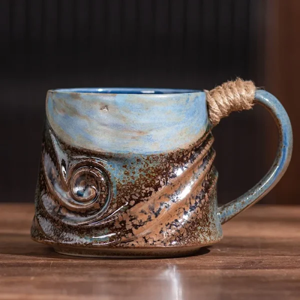 320ML Ceramic Mug Creative Spiral Hemp Rope Vintage Office Afternoon Tea Coffee Mug Living Room Decoration Household Cup Gift 1