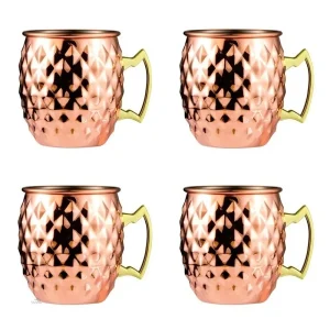 4pcs 550ml Net Moscow Mule Copper Mugs Metal Mug Cup Stainless Steel Beer Wine Coffee Cup Cocktail Tool 1