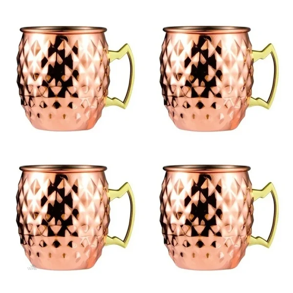 4pcs 550ml Net Moscow Mule Copper Mugs Metal Mug Cup Stainless Steel Beer Wine Coffee Cup Cocktail Tool 1
