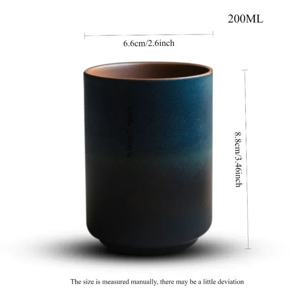 1pc Restaurant Kiln Coffee Cup 200ML Japanese Tea Cup High Temperature Resistant Ceramic Retro Style  Gradient Mug Drinkware 4
