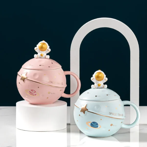 Creative Cartoon Planet Mug Cute Astronaut Ceramic Mug Gift Souvenir Mug 2