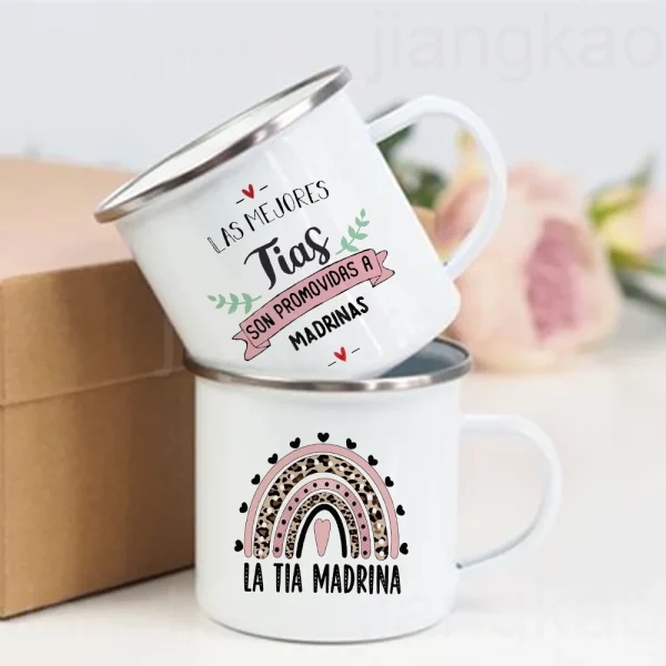The Best Aunts Are Promoted To Godmother Print Mug Pregnancy Announcement Coffee Cup Drinks Milk  Enamel Mugs Gift for Godmother 1