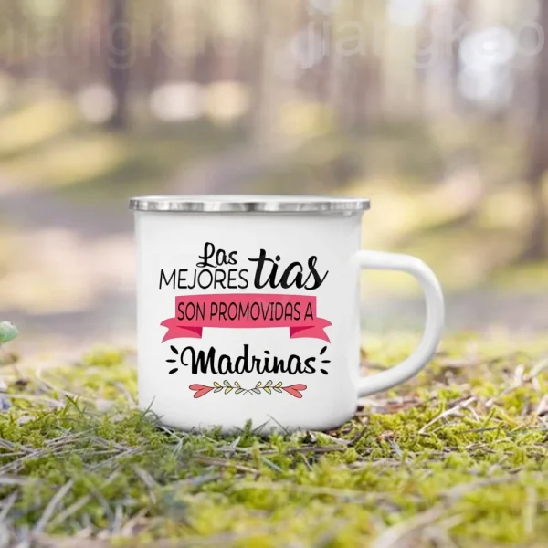 The Best Aunts Are Promoted To Godmother Print Mug Pregnancy Announcement Coffee Cup Drinks Milk  Enamel Mugs Gift for Godmother 3