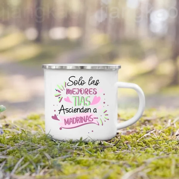 The Best Aunts Are Promoted To Godmother Print Mug Pregnancy Announcement Coffee Cup Drinks Milk  Enamel Mugs Gift for Godmother 4