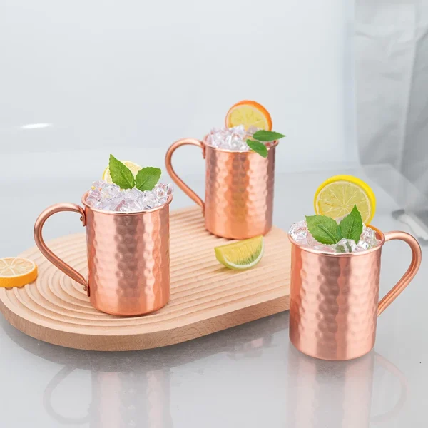 New 100% Copper Cups Pure Solid  Moscow Mule PURE Copper Mugs-Shaped 400ml Cocktail Cups Beer Milk Mug Drinkware 2