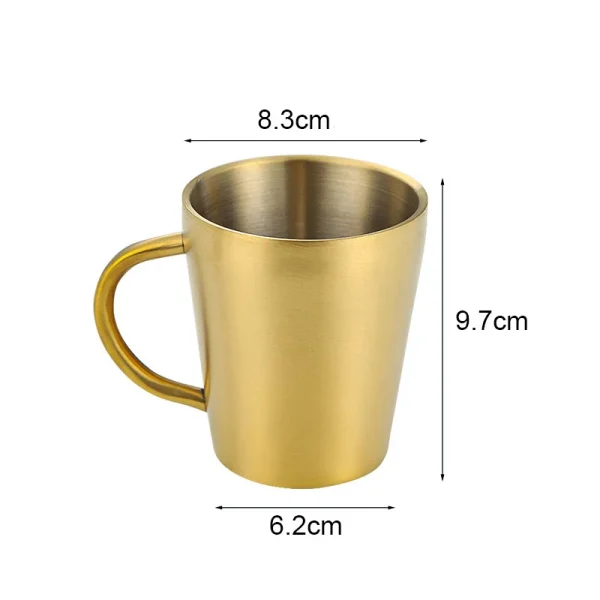 304 Stainless Steel Beer Cup Double-Layer Water Cup Home Dining Drinkware Mugs Gold Sliver Coffee Mugs With Handle 300ml 6