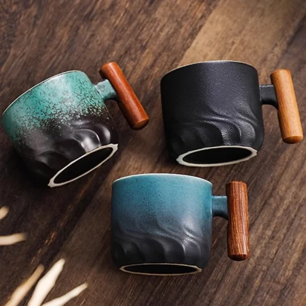 Creative Handmade Exquisite Coffee Cup Vintage Coffee Cup With Wooden Handle Mug Cups Mugs Drinkware Kitchen Dining Bar Home 1
