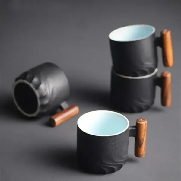 Creative Handmade Exquisite Coffee Cup Vintage Coffee Cup With Wooden Handle Mug Cups Mugs Drinkware Kitchen Dining Bar Home 3