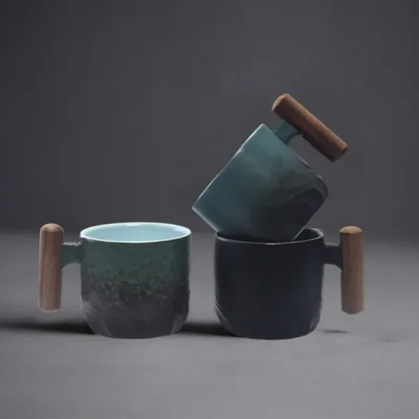 Creative Handmade Exquisite Coffee Cup Vintage Coffee Cup With Wooden Handle Mug Cups Mugs Drinkware Kitchen Dining Bar Home 4