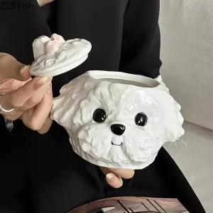 Cute Teddy Dog Shaped Mug Ceramic Cup&saucer Dining Table Coffee Cup Milk Tea Mugs Afternoon Tea Teacup Fruit Juice Container 1