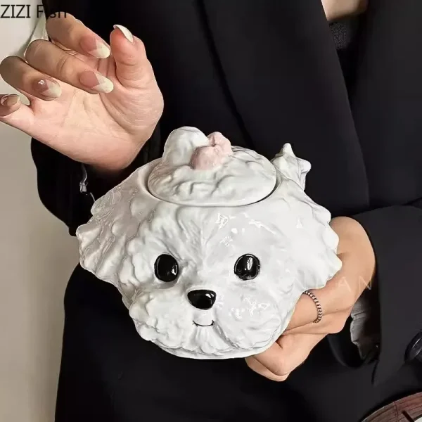 Cute Teddy Dog Shaped Mug Ceramic Cup&saucer Dining Table Coffee Cup Milk Tea Mugs Afternoon Tea Teacup Fruit Juice Container 2