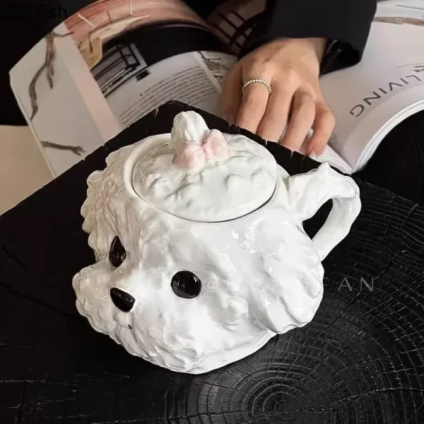 Cute Teddy Dog Shaped Mug Ceramic Cup&saucer Dining Table Coffee Cup Milk Tea Mugs Afternoon Tea Teacup Fruit Juice Container 3