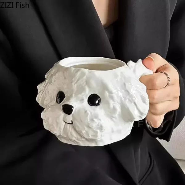 Cute Teddy Dog Shaped Mug Ceramic Cup&saucer Dining Table Coffee Cup Milk Tea Mugs Afternoon Tea Teacup Fruit Juice Container 4