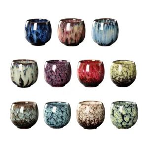 110ML Ceramic Tea Cup Egg Shaped Small Tea Bowl Kiln Transformed Tea Cup Kung fu Coffee Mug for Office Home Latte 1