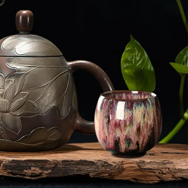 110ML Ceramic Tea Cup Egg Shaped Small Tea Bowl Kiln Transformed Tea Cup Kung fu Coffee Mug for Office Home Latte 3