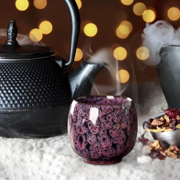 110ML Ceramic Tea Cup Egg Shaped Small Tea Bowl Kiln Transformed Tea Cup Kung fu Coffee Mug for Office Home Latte 6