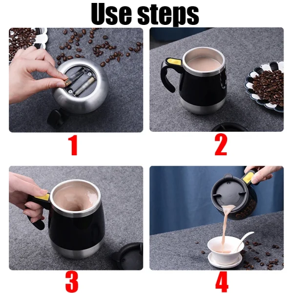 450ml Electric Self Stirring Magnetic Stainless Steel Coffee Mug Coffee Milk Mixing Cup Blender Lazy Smart Mixer Thermal Cup 4