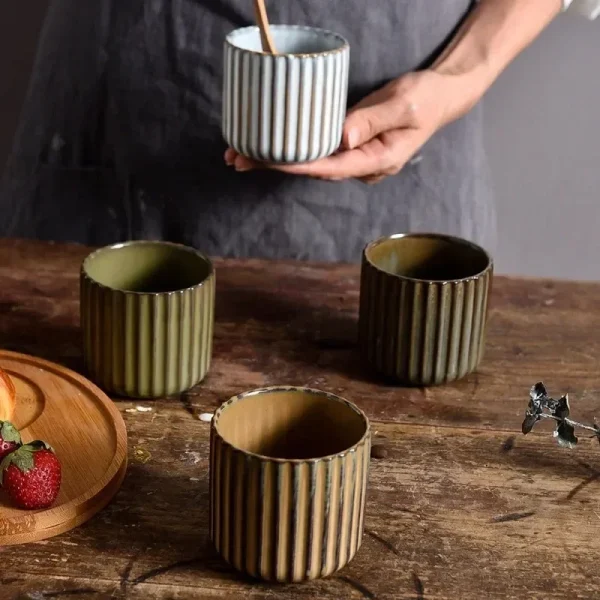 1PC Japanese Style Retro Ceramic Tea Cup Porcelain Teacups Sake Cups Coffee Mug Wine Mug Water Mug Household Afternoon Teacup 2