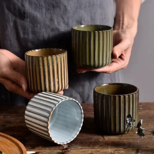 1PC Japanese Style Retro Ceramic Tea Cup Porcelain Teacups Sake Cups Coffee Mug Wine Mug Water Mug Household Afternoon Teacup 4