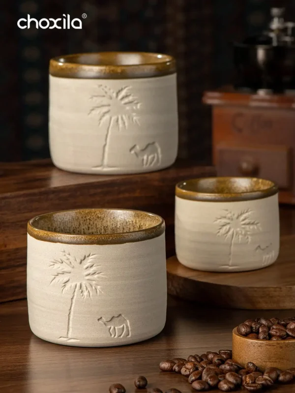 1pc Desert Camel & Palm Tree Ceramic Coffee Mug Coffee Cup - Reusable, Hand-Wash, Gift, Home Decor, Durable Cup for Gatherings 1