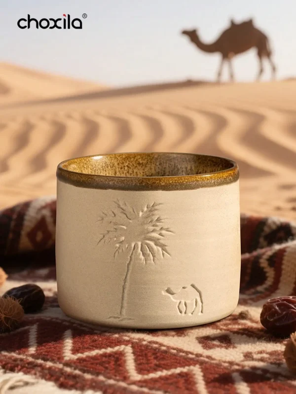 1pc Desert Camel & Palm Tree Ceramic Coffee Mug Coffee Cup - Reusable, Hand-Wash, Gift, Home Decor, Durable Cup for Gatherings 5
