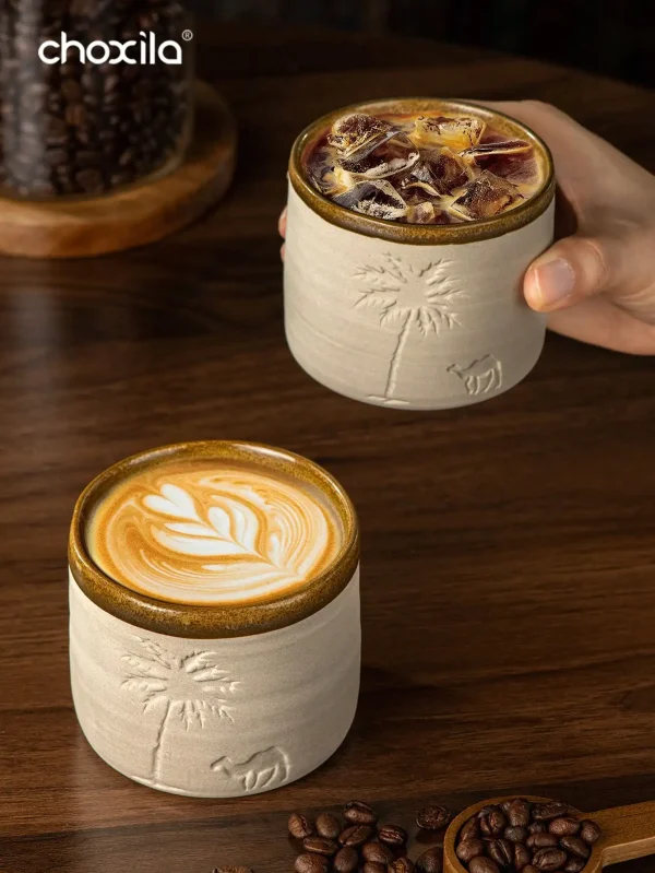 1pc Desert Camel & Palm Tree Ceramic Coffee Mug Coffee Cup - Reusable, Hand-Wash, Gift, Home Decor, Durable Cup for Gatherings 6