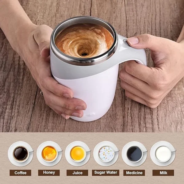 1PC Portable Smart Automatic Magnetic Stirring Cup Rechargeable Stainless Steel Lazy Rotating Mug Stirring Cup Drinking Tools 3
